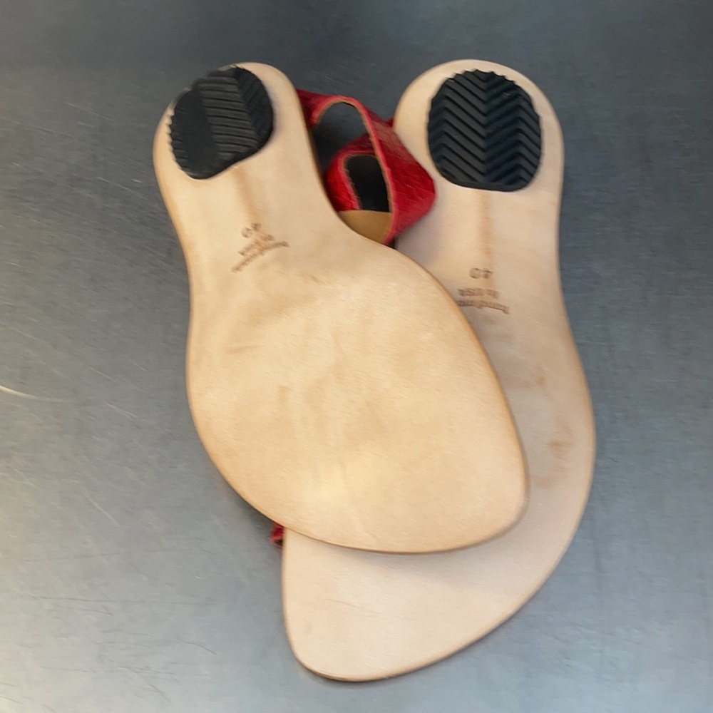 Cydwoq red snake print leather sandals. Hand made in USA! - Picture 7 of 10